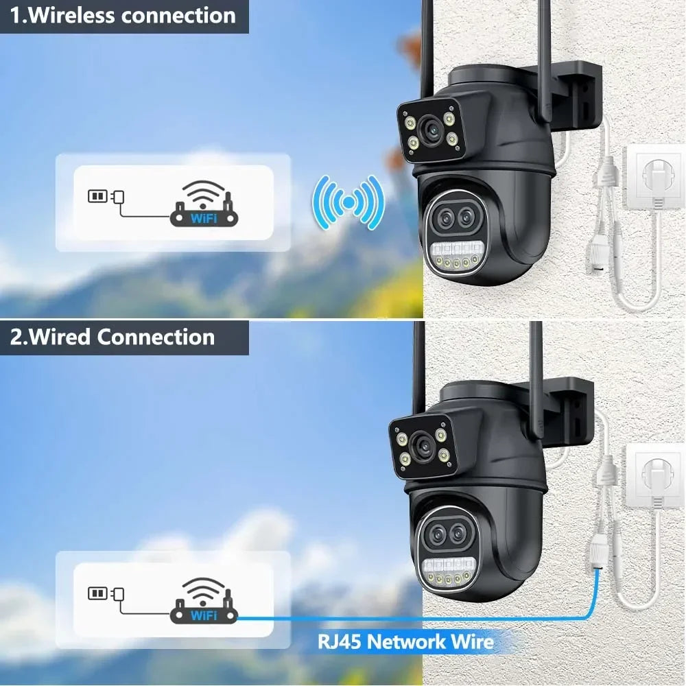 ICSEE Smart WIFI Security Camera 12MP 8K Three Lens 8X Zoom Outdoor HD Video Surveillance IP Cameras IPTV CCTV PTZ Auto Tracking