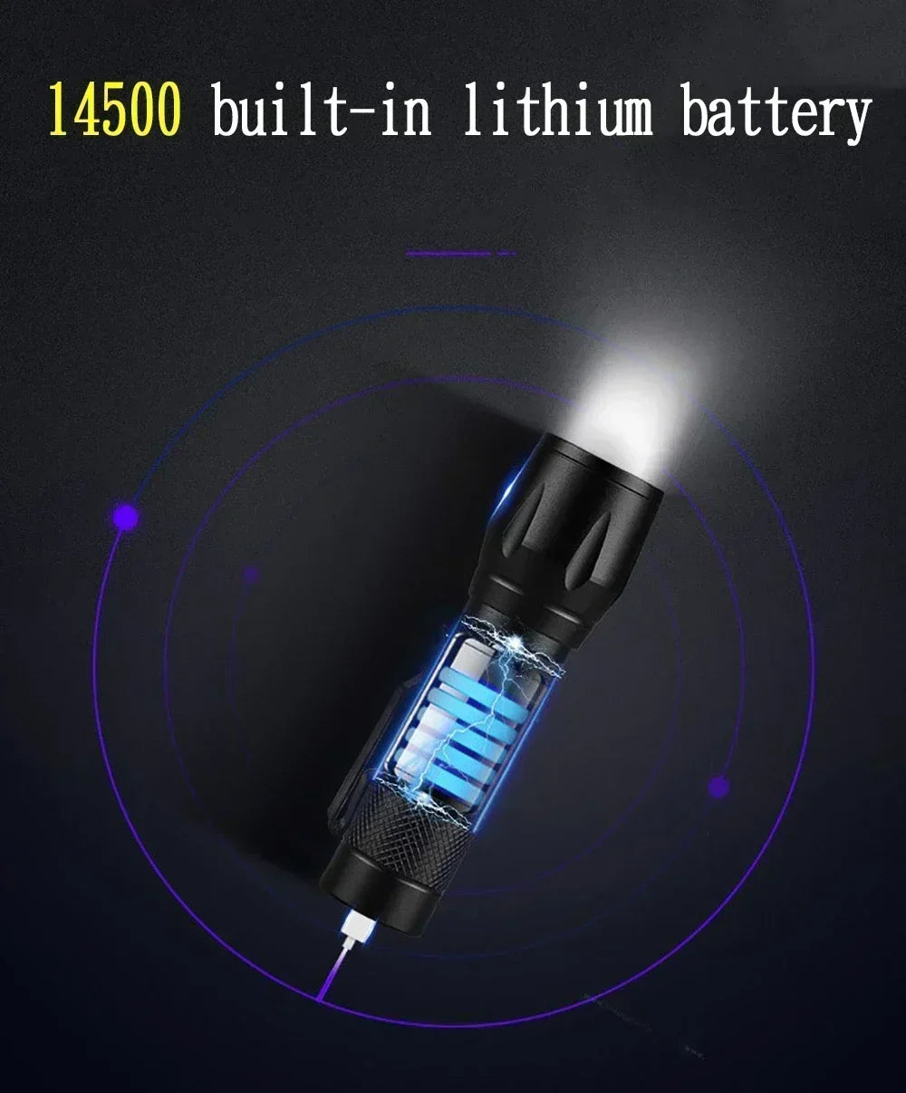 Ultra Bright P50 LED Flashlight Tactical EDC Zoomable Handheld Torch Emergency Spotlight  14500 18650 Battery