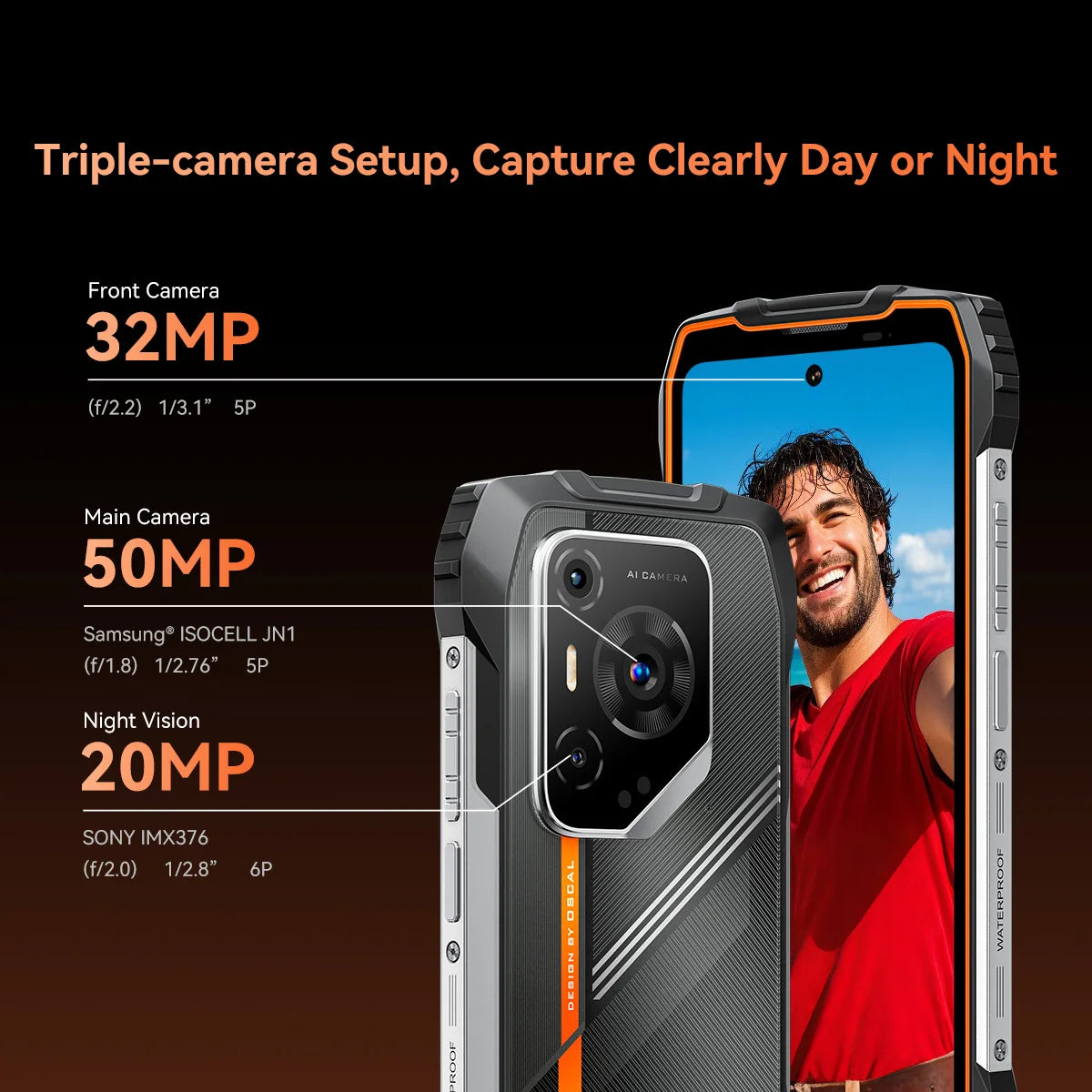 OSCAL PILOT 3 5G AI Rugged Smartphone, MTK Dimensity 6300, 6.78" FHD 2.4K Display 120Hz, 36(12+24) GB RAM 256GB/2TB ROM, 7500Amh