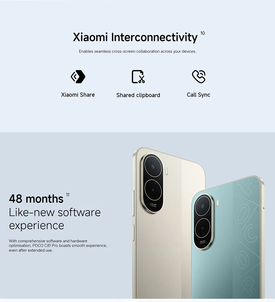Smartphone POCO C81 Pro Global Version 6.9 inch 120Hz Display 6000mAh Battery UNISOC T7250 Octa core HyperOS 3 2026 Mobile Phone