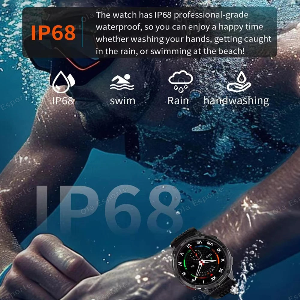 2026 New Military 1100mAh Big Battery Outdoor Smart Watch Men GPS Path Compass 10ATM Waterproof Calls AMOLED HD Sport Smartwatch