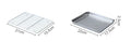 Flat Bottom 430 Stainless Steel Square Plate Oven Safe BBQ Grill Pan Drain Tray Oil Drip Rack Prep Plate for Roasting Grilling