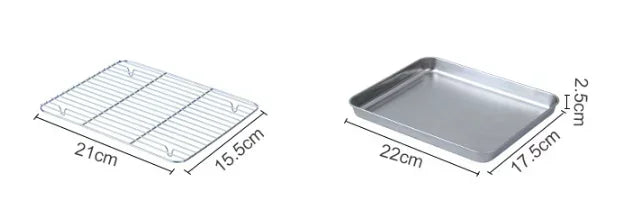 Flat Bottom 430 Stainless Steel Square Plate Oven Safe BBQ Grill Pan Drain Tray Oil Drip Rack Prep Plate for Roasting Grilling