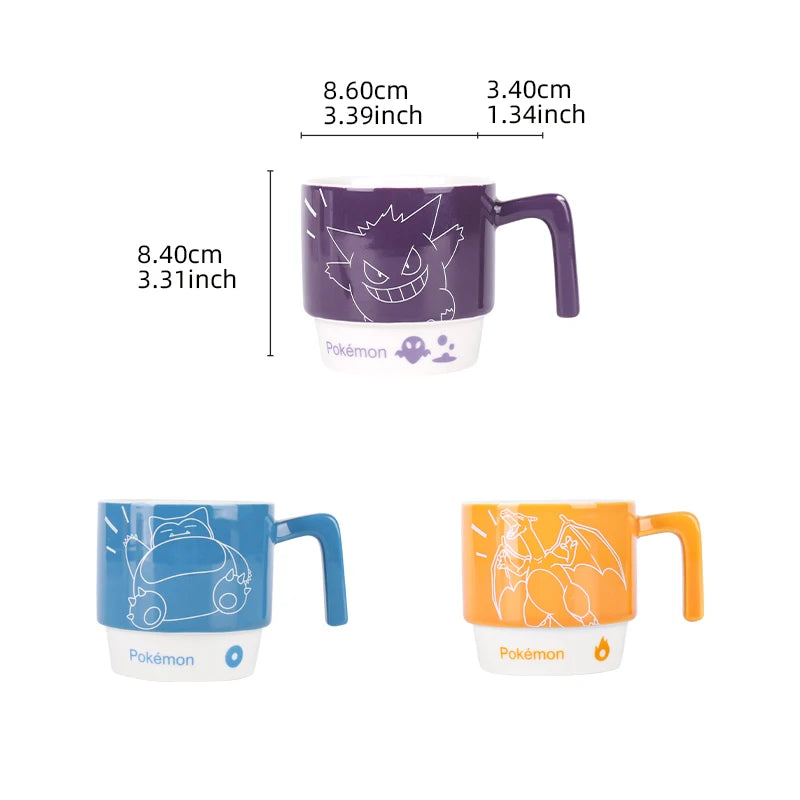 SHUNXIANG Pokémon Licensed Cartoon Ceramic Mugs Stackable Coffee Milk Tea Cups Cute Pattern Children Milk Cup Gift