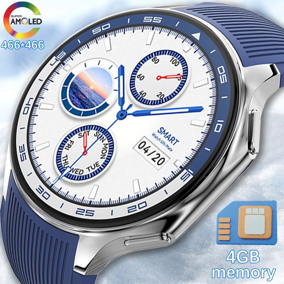 Smart Watch Men's 466*466 AMOLED HD Screen 4GB Memory 3D Surround Vision Watch BT Call IP68 Waterproof Man Smartwatch 2025 New