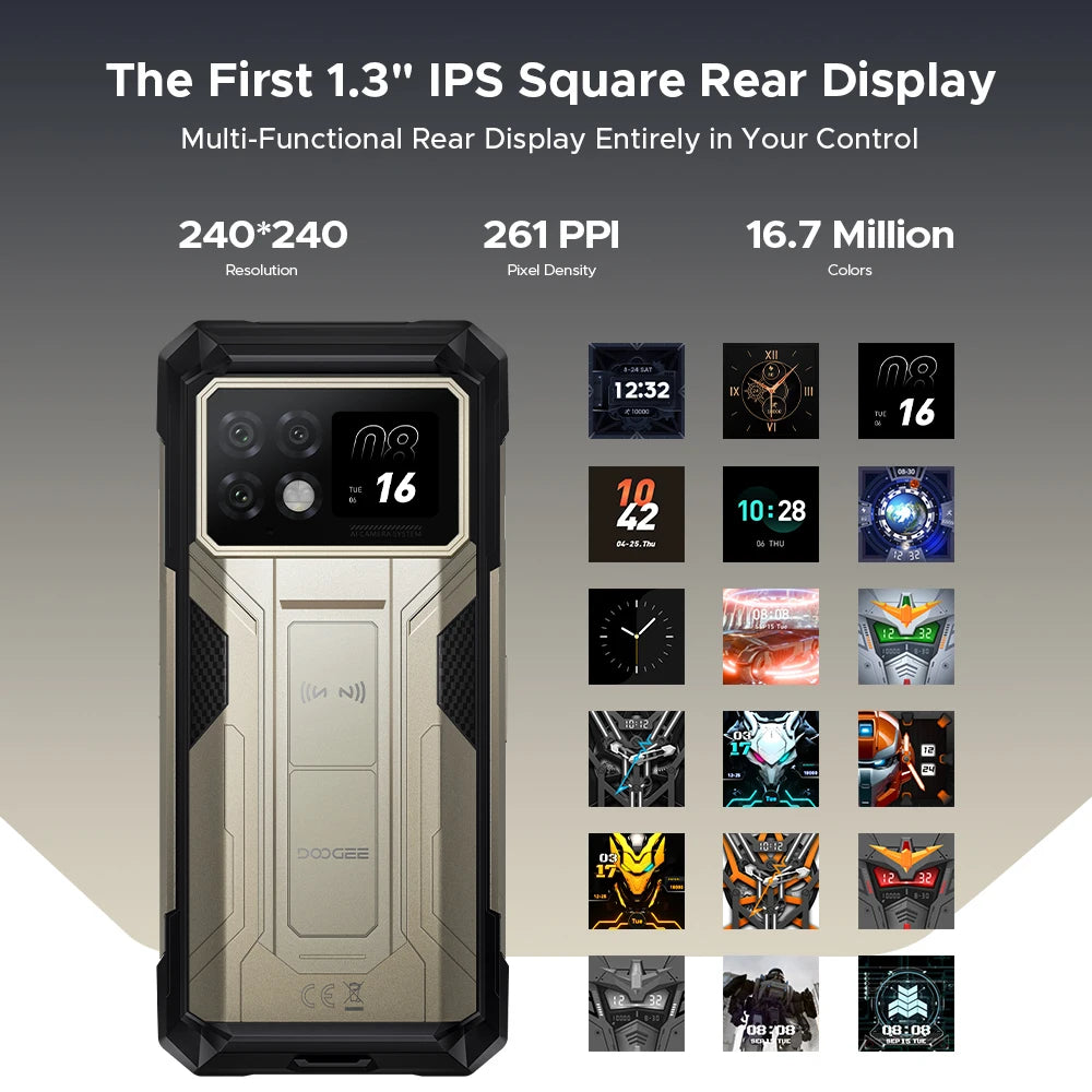 DOOGEE S200 Max 5G Rugged Phone 1.32" Rear Display Dual light Flashlight 16GB 512GB 22000mAh  6.72'' 120Hz Screen Smartphone NFC