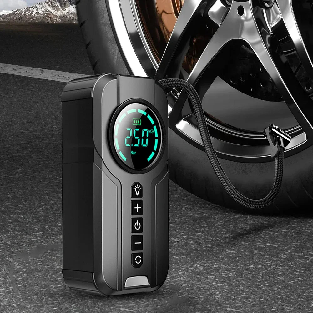 Portable Car Air Compressor 12V 100W Electric Tire Inflator LCD Display Rechargeable Air Pump Digital Cordless Car Tyre Inflator
