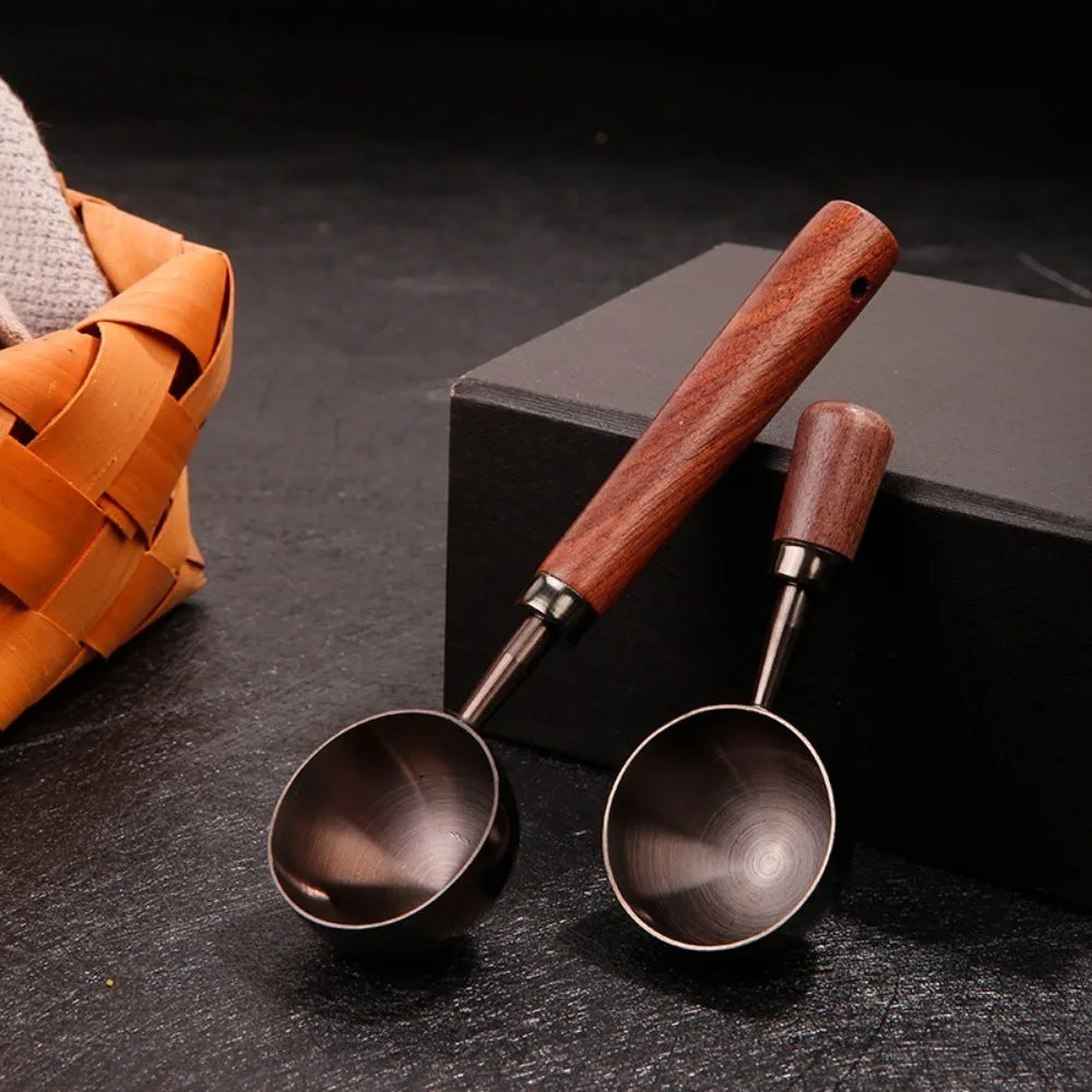 30ml Walnut Wood Coffee Scoop Stainless Steel Long Handle Measuring Spoon for Coffee Tablespoon Kitchen Tool Cafe  Accessories