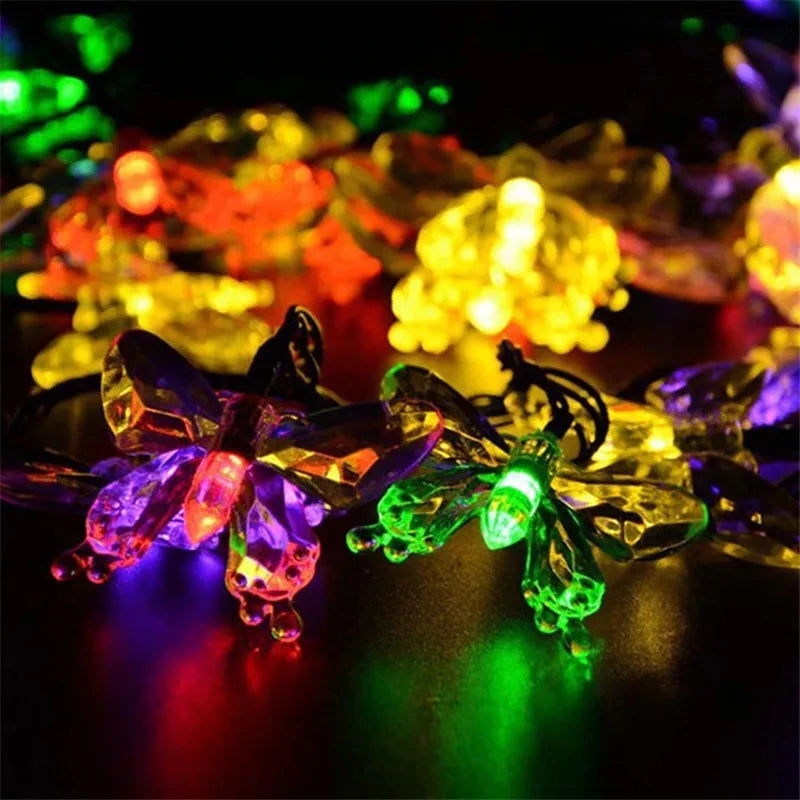 Led Solar Lamp Solar Garden Light Xmas Outdoor Decoration Lights Garden Butterfly Rose Decorative Light Outdoor Garland Lights