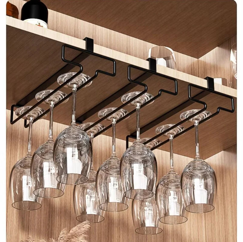 Hanging Red Wine Glass Storage Rack, Home High Footed Cup Storage Rack Without Punching Holes, Inverted Drain Rack