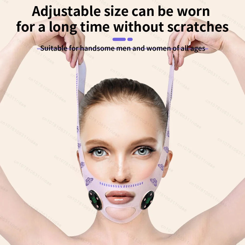 EMS V-Shaped Face Machine Double Chin Reducer, Electric Facial Massager Face Lifting Device with 5 Modes 19 Intensity Levels