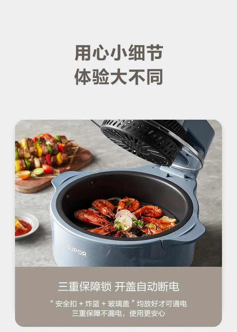 Visible 5L Large Capacity Air Fryer: Intelligent Household Oil-Free Steam Fryer.