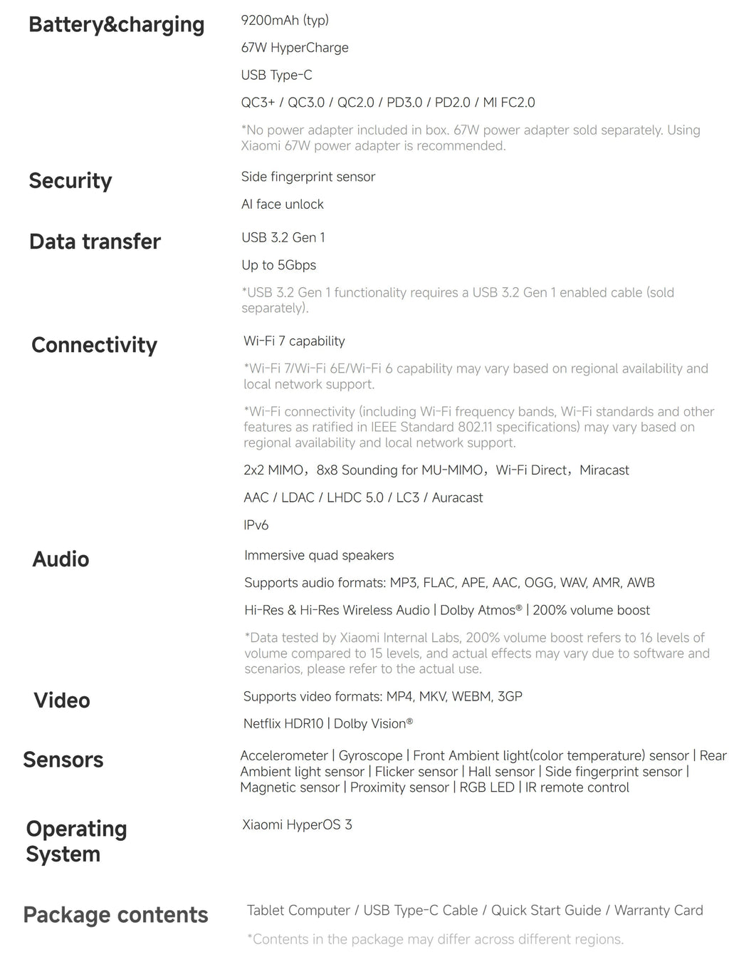 Xiaomi Pad 8 Pro 12+512GB WIFI 7 Global Version Snapdragon® 8 Elite Mobile Platform 11.2" 3.2K 144Hz Display 9200mAh 67W 50MP