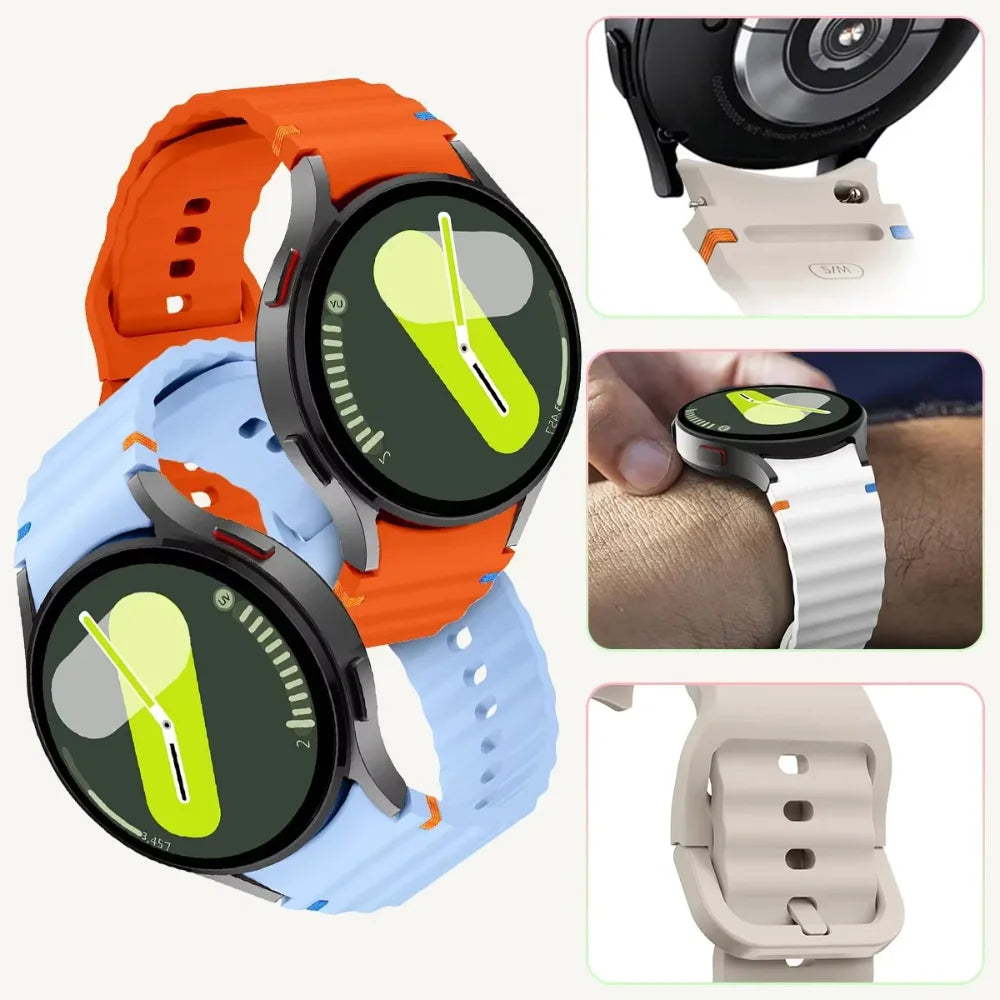 1:1 Official Silicone Strap For Samsung Galaxy Watch 7/FE/6/5/4 44mm40mm 5 Pro Bracelet Watch 6/4 Classic 47/43mm 46/42mm Correa