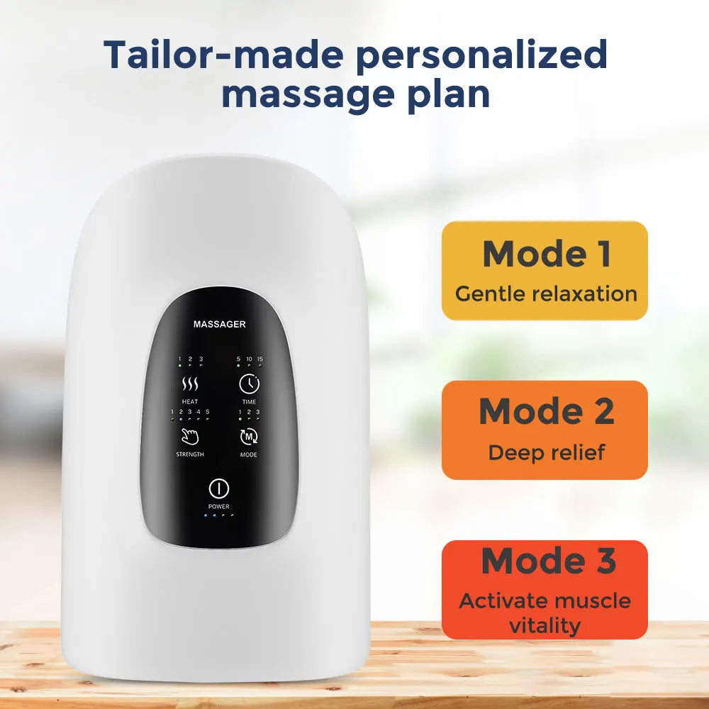 Cordless Hand Massager Machine for Wrist Arthritis Vibartion Heat and Pressure Acupoint Physiotherapy Palms Finger Compression