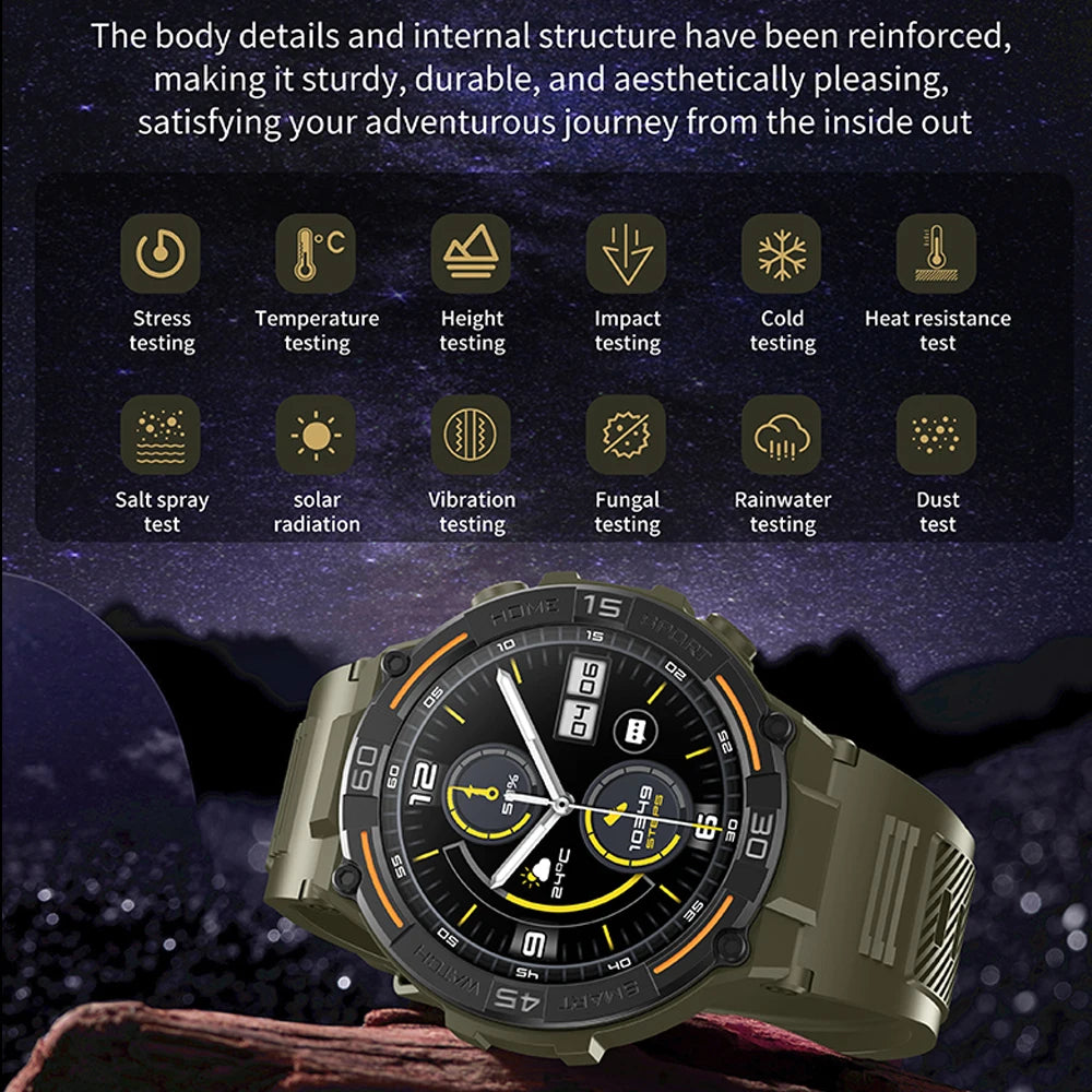 2026 New Military Outdoor Smart Watch GPS 1.52" Ultra HD Display Bluetooth Call Heart Rate IP69K Waterproof AI Smartwatch Men