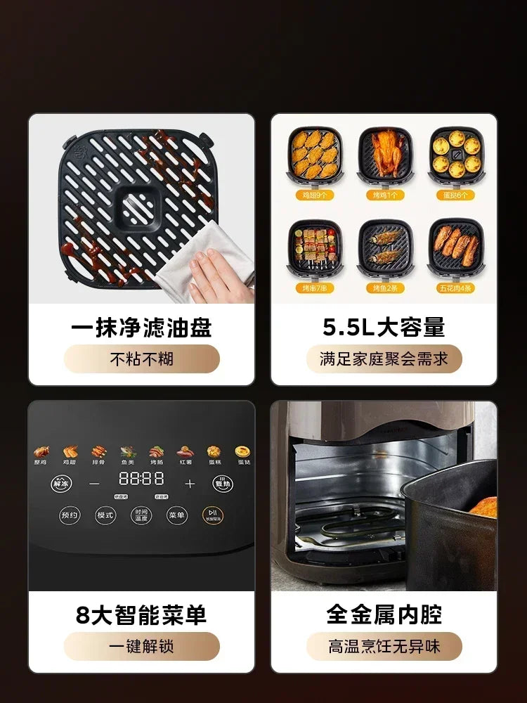 Bake Air Fryer: New Home Multifunctional. Large Capacity Integrated Automatic Visual Electric Oven Fritadeira Eletrica Air Fryer