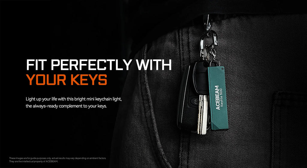 ACEBEAM Keychain Flashlight Keylite 500 EDC Rechargeable Flashlights With Self Defense Strobe Mode Dual LED Light Camping Work