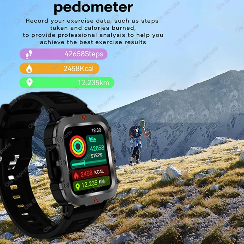 2026New Military GPS Smart Watch Men Bluetooth Call Sleep Health Monitoring LED Flashlight AI Voice Sports Waterproof Smartwatch