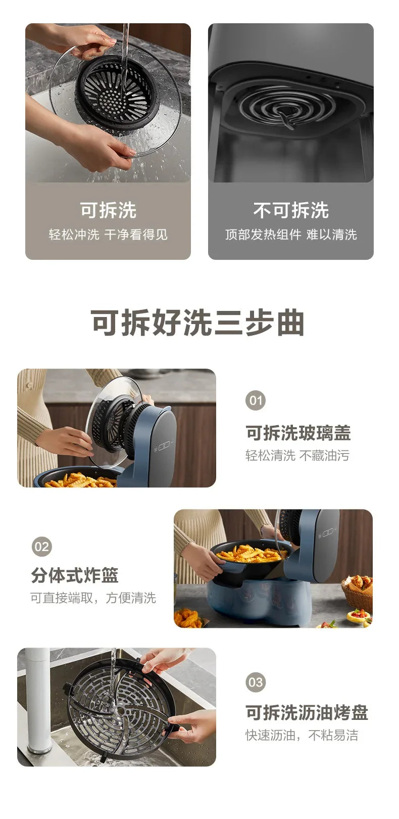 Visible 5L Large Capacity Air Fryer: Intelligent Household Oil-Free Steam Fryer.