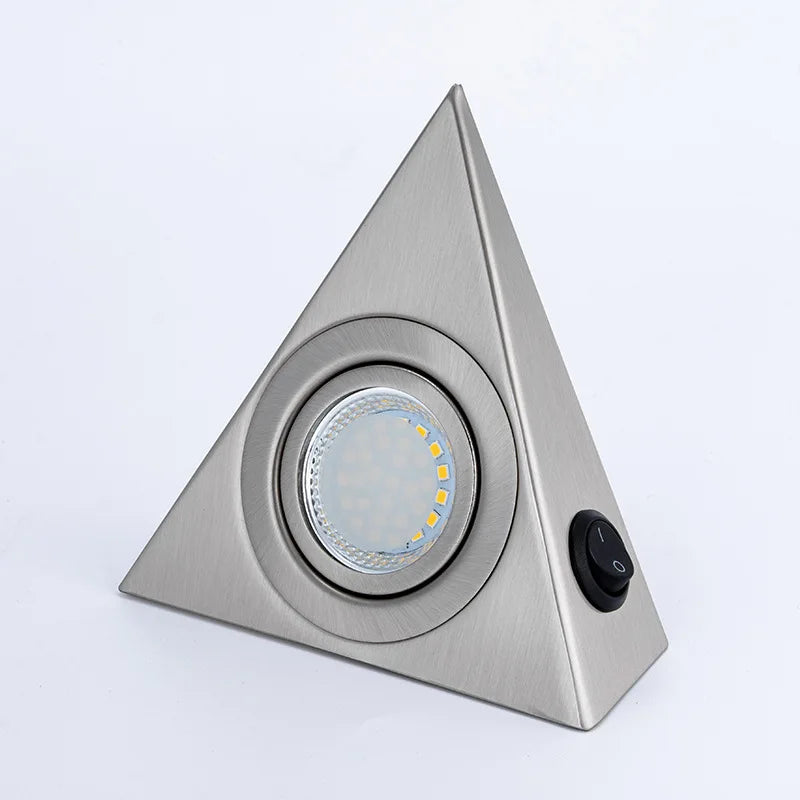Geometric Stainless Steel Cabinet Light with Switch for Kitchen Wardrobe Bookshelf Lighting Creative Triangle Indoor Wall Lamp