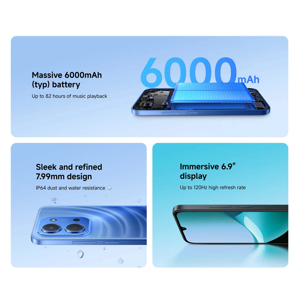 Xiaomi Redmi 15C 4G 4+128GB 6.9“ 120Hz Display 50MP Camera MediaTek Helio G81-Ultra Processor 6000mAh 33W Side fingerprint NFC