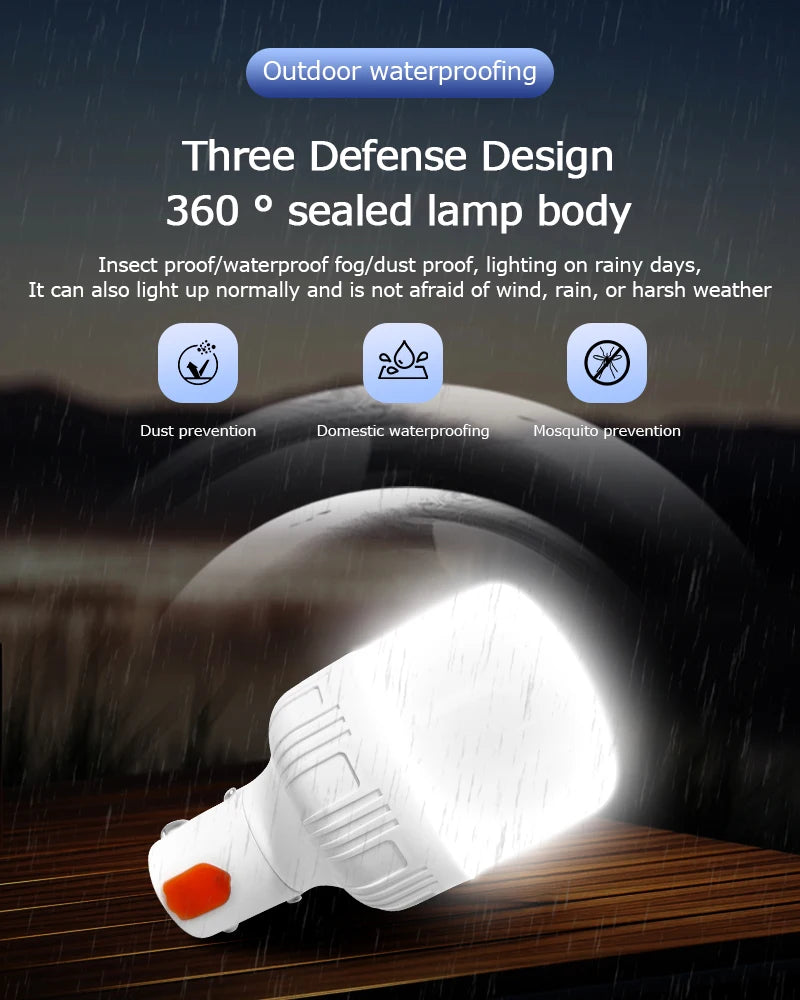 2pcs Rechargeable LED Indoor Outdoor Emergency Hookup Portable Lights with Battery Flashing Lights Barbecue Tent Camping Lights