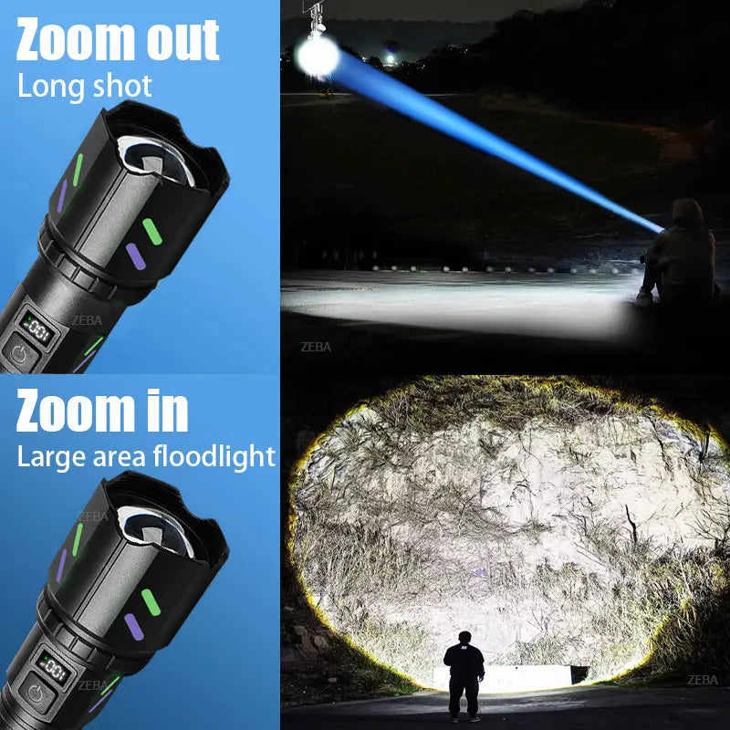 Ultra Powerful Windproof Fire Starting Flashlight Rechargeable High Power Torch Focused Light Source Can Light A Flame Lantern
