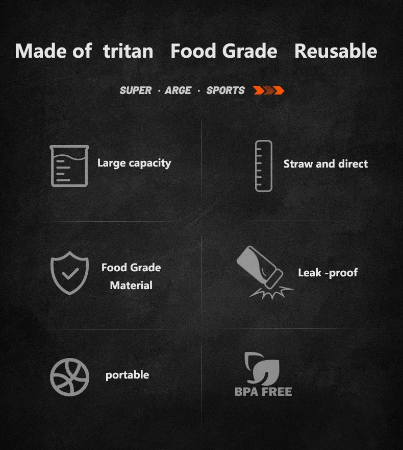 TKK 600/800/1000ml Sports Watter Bottle Tritan BPA free Straw Portable Leak-proof Plastic Drinkware Outdoor Fitness Kettle