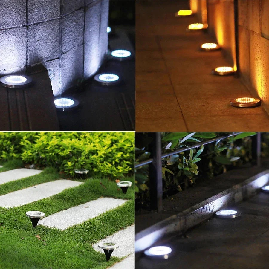 8pcs 8/20LED Solar Thermal Lights Garden Decor Ground Plug-in  Waterproof Street Solar Charging Underground Deck Spotlights