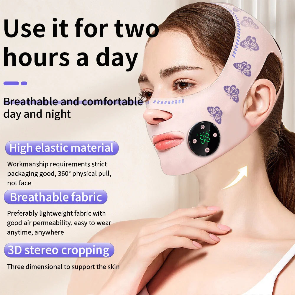 EMS V-Shaped Face Machine Double Chin Reducer, Electric Facial Massager Face Lifting Device with 5 Modes 19 Intensity Levels
