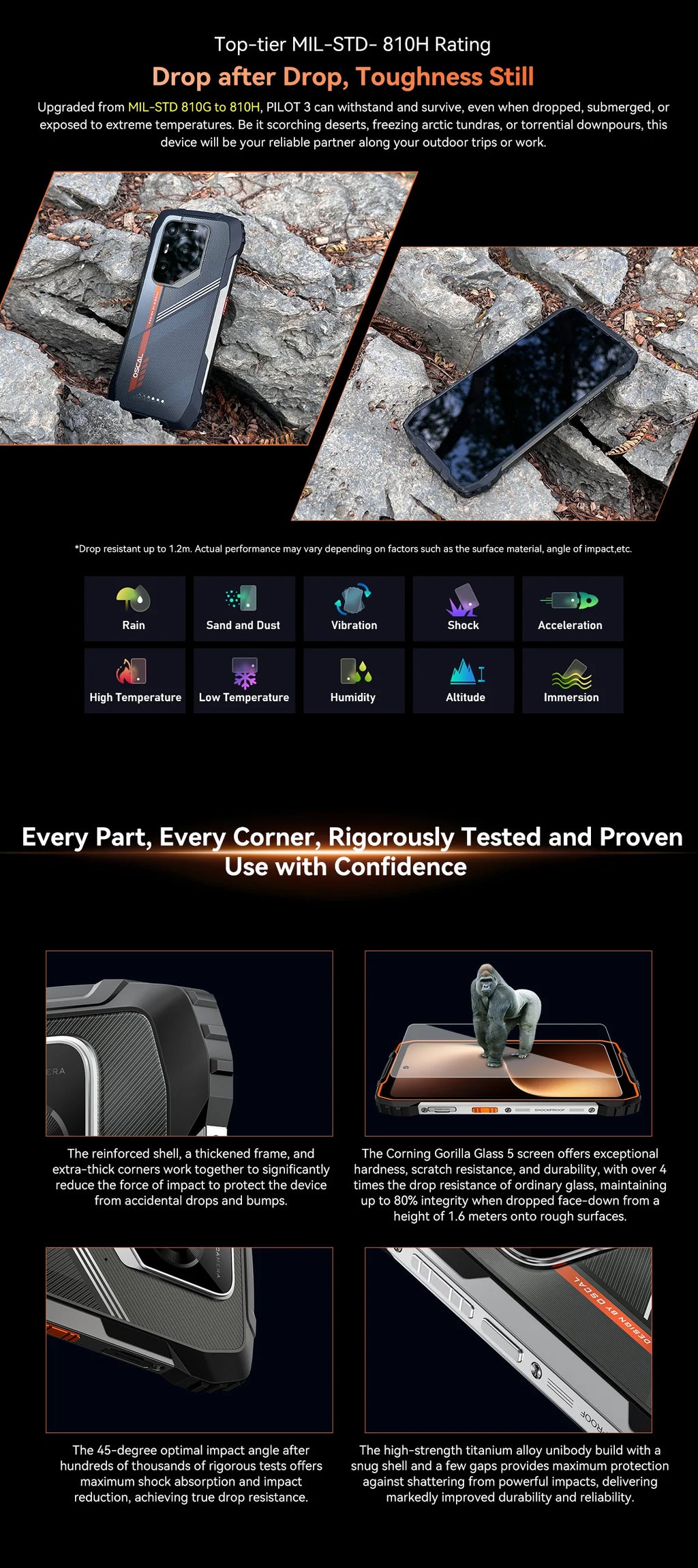 OSCAL PILOT 3 5G AI Rugged Smartphone, MTK Dimensity 6300, 6.78" FHD 2.4K Display 120Hz, 36(12+24) GB RAM 256GB/2TB ROM, 7500Amh
