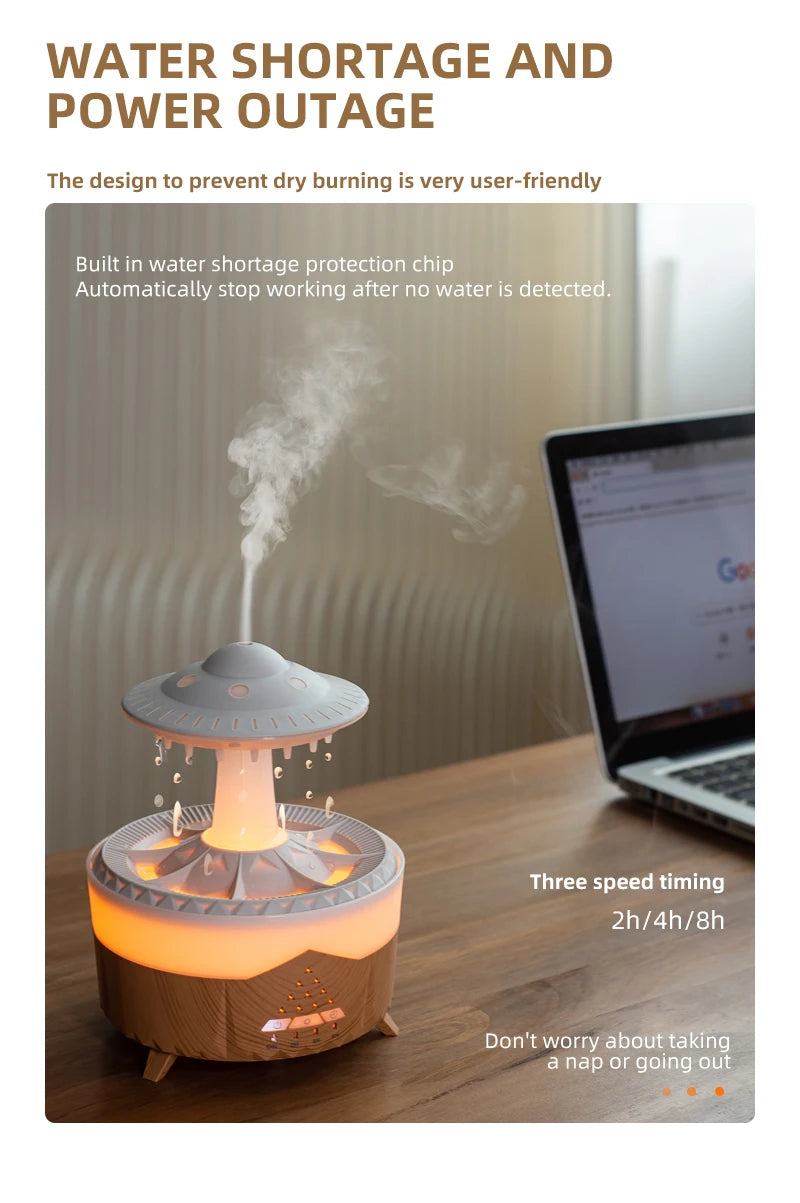 UFO Raindrop Humidifier Water Drop Air Humidifier USB Aromatherapy Essential Oils Aroma Air Diffuser Household Mist Maker Home D