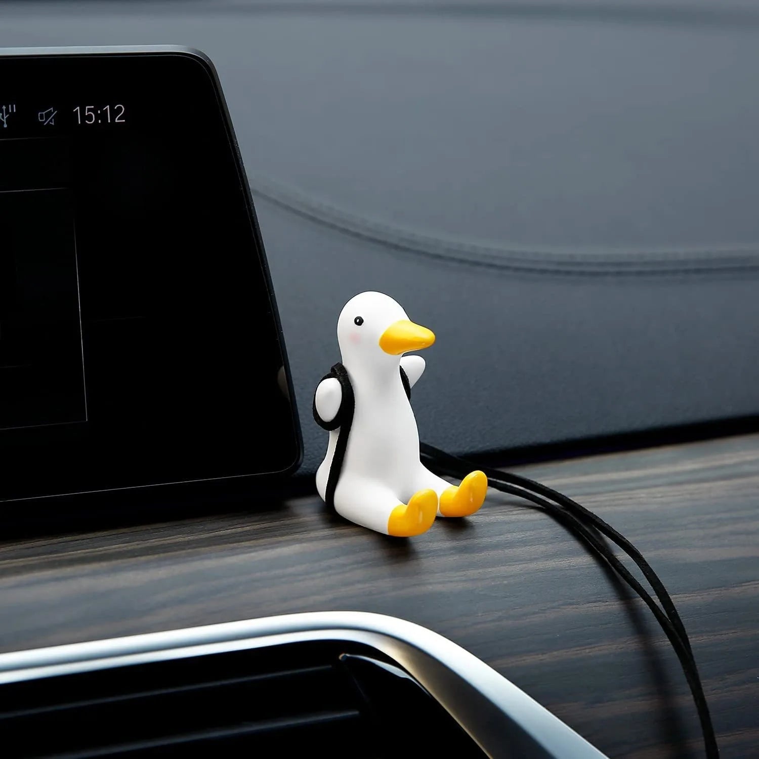 1PC Cute Car Pendant Swinging Sunglasses Duck Hanging Swing Rearview Mirror Decoration