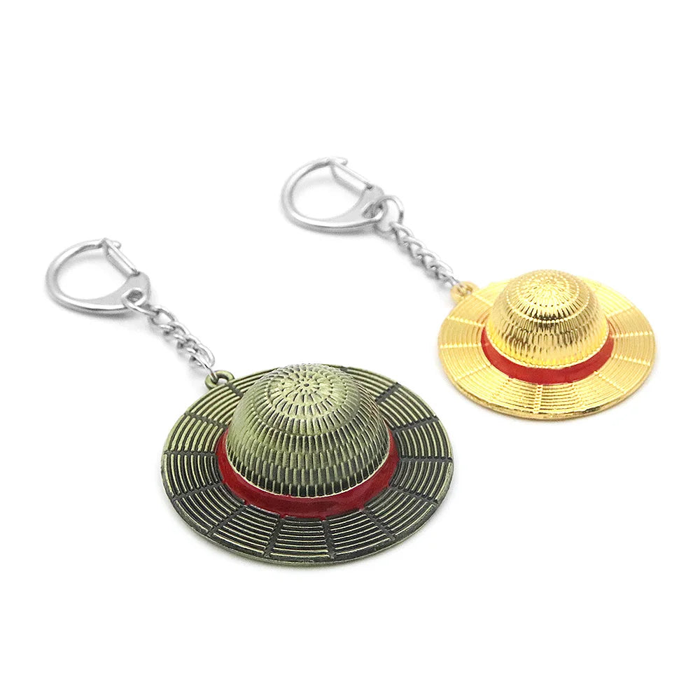 Classic Anime Keychain Straw Hat Pendant Metal Key Chains For Fans Cosplay Keyrings Accessories Jewelry