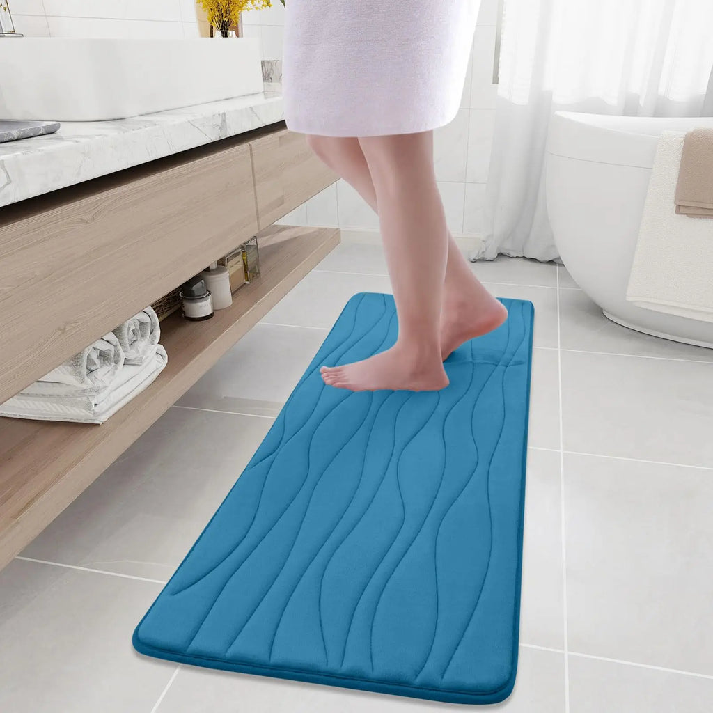 Olanly Memory Foam Mats For Bathroom Highly Absorbent Non-slip Bath Rugs Super Soft Comfort Carpet  Machine Washable Shower Mats