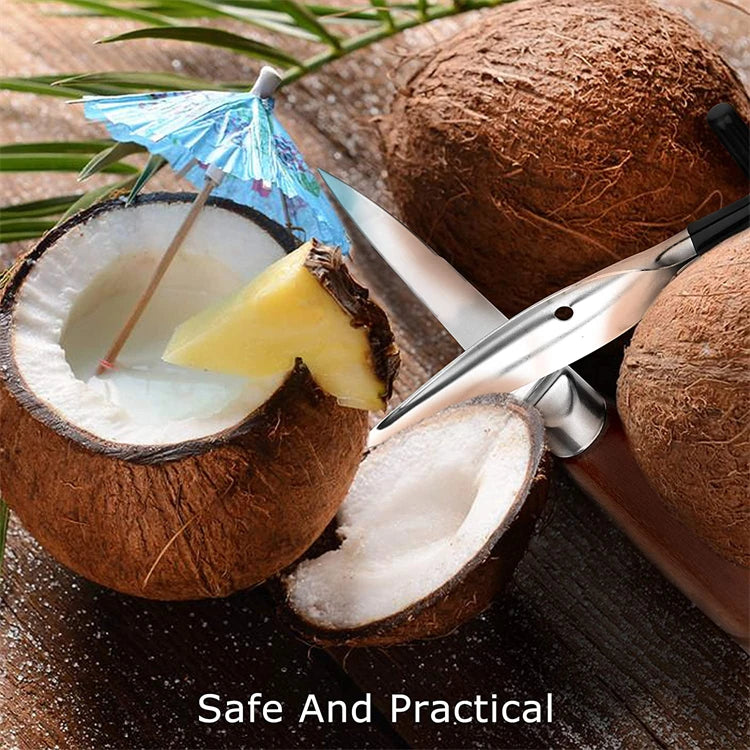 LMETJMA Coconut Opener Stainless Steel Coconut Opener Scraper Knife Coconut Punch Opener Tools JT101