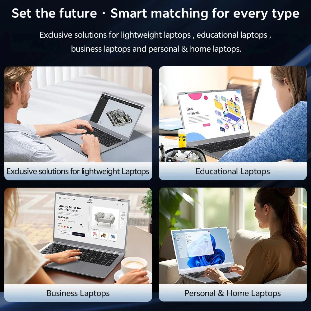 17.3" Portable Laptops Intel 6500Y Windows 11 32GB 2TB HD Display Fingerprint Unlock Gamer Study Office Notebook Computer PC