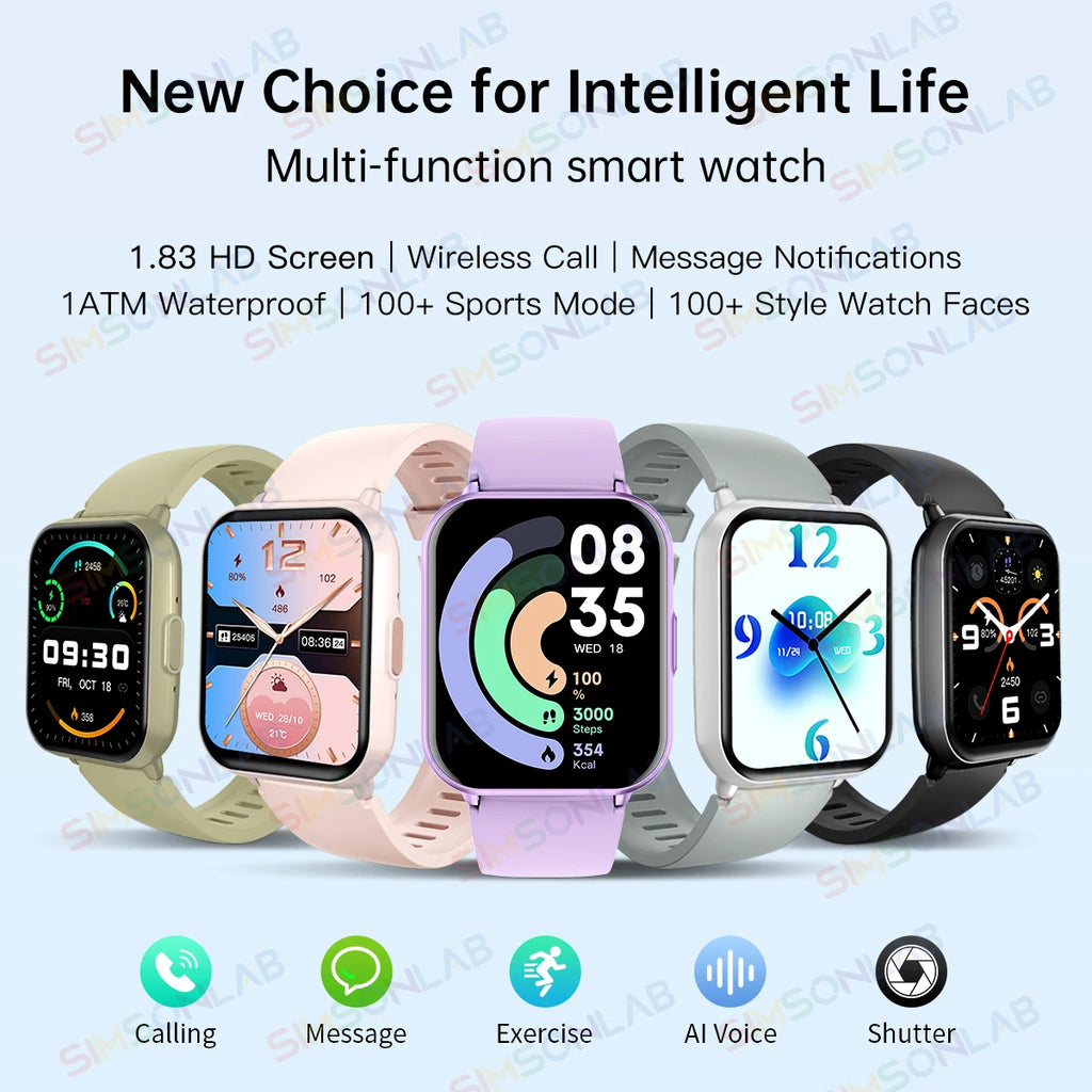 Global Edition Watch 5 Lite Men Women Display 100+ Sports Mode 1.83 Full Touch Bluetooth Call Waterproof Smart Watch Gifts