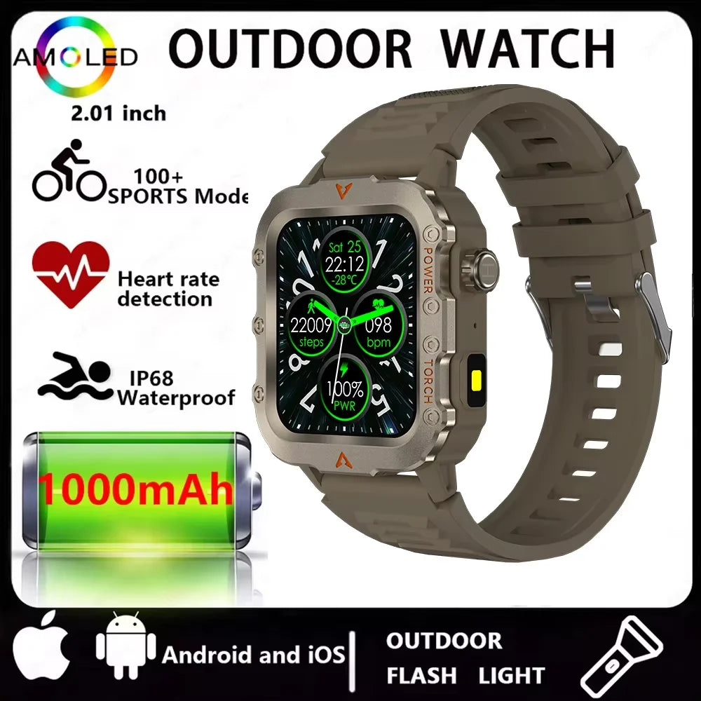 2026New Military GPS Smart Watch Men Bluetooth Call Sleep Health Monitoring LED Flashlight AI Voice Sports Waterproof Smartwatch