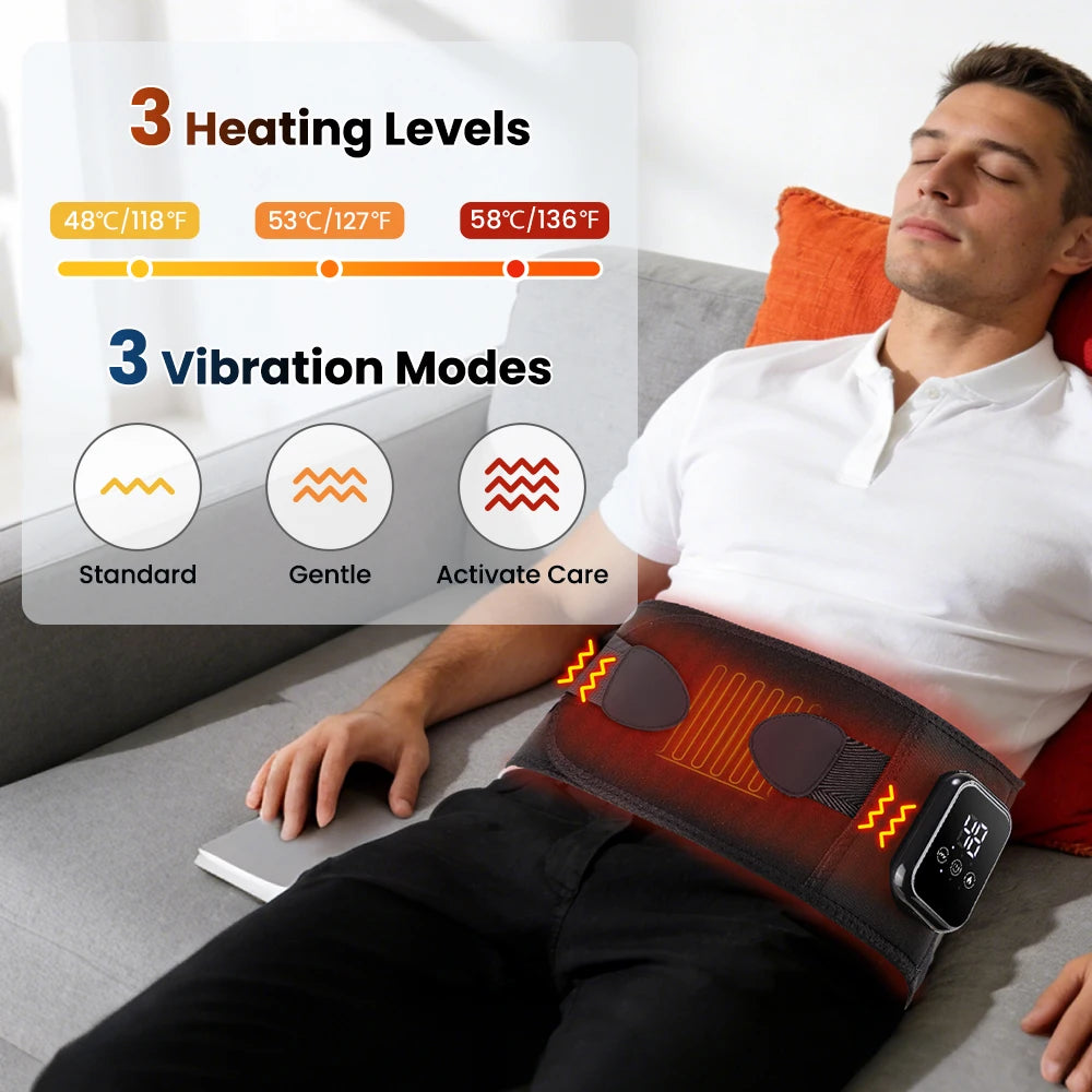 Electric Heating Waist Massage Belt Infrared Vibration Hot Compress Lumbar Brace Spine Protect Massager Back Support Belt