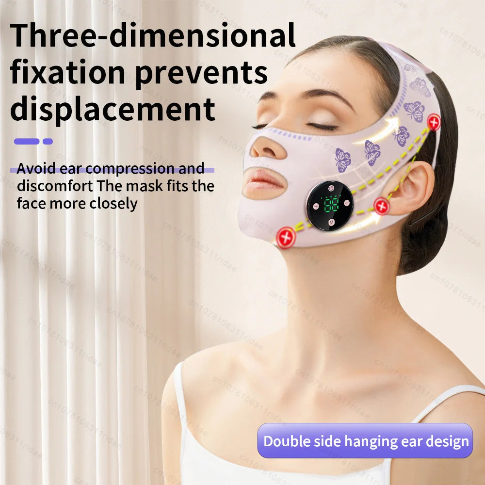 EMS V-Shaped Face Machine Double Chin Reducer, Electric Facial Massager Face Lifting Device with 5 Modes 19 Intensity Levels