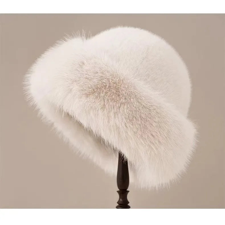 New Plush Mongolian Hat Imitating Mink Fur, Thickened and Warm Basin Hat, Windproof and Cold Proof in Autumn and Winter