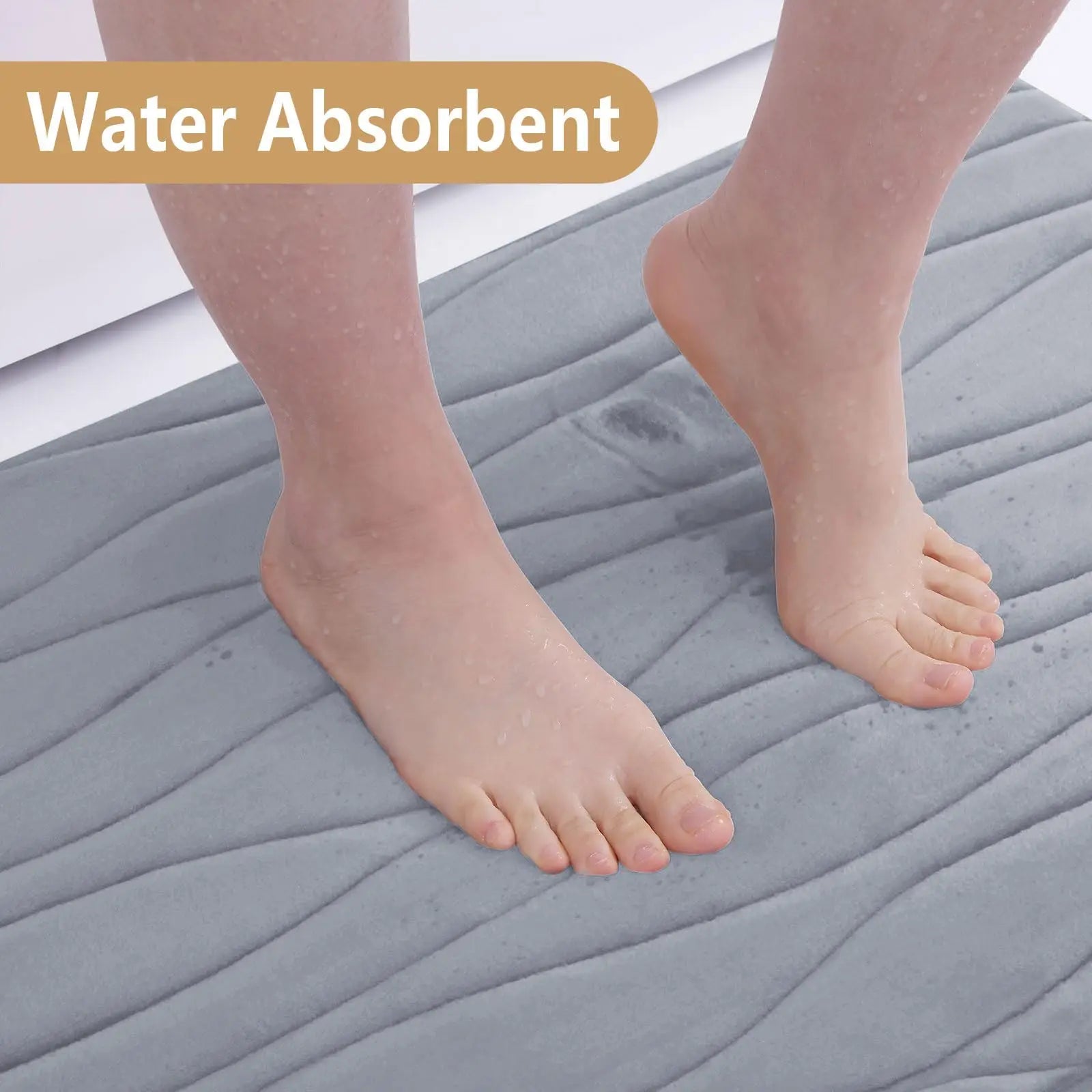 Olanly Memory Foam Mats For Bathroom Highly Absorbent Non-slip Bath Rugs Super Soft Comfort Carpet  Machine Washable Shower Mats