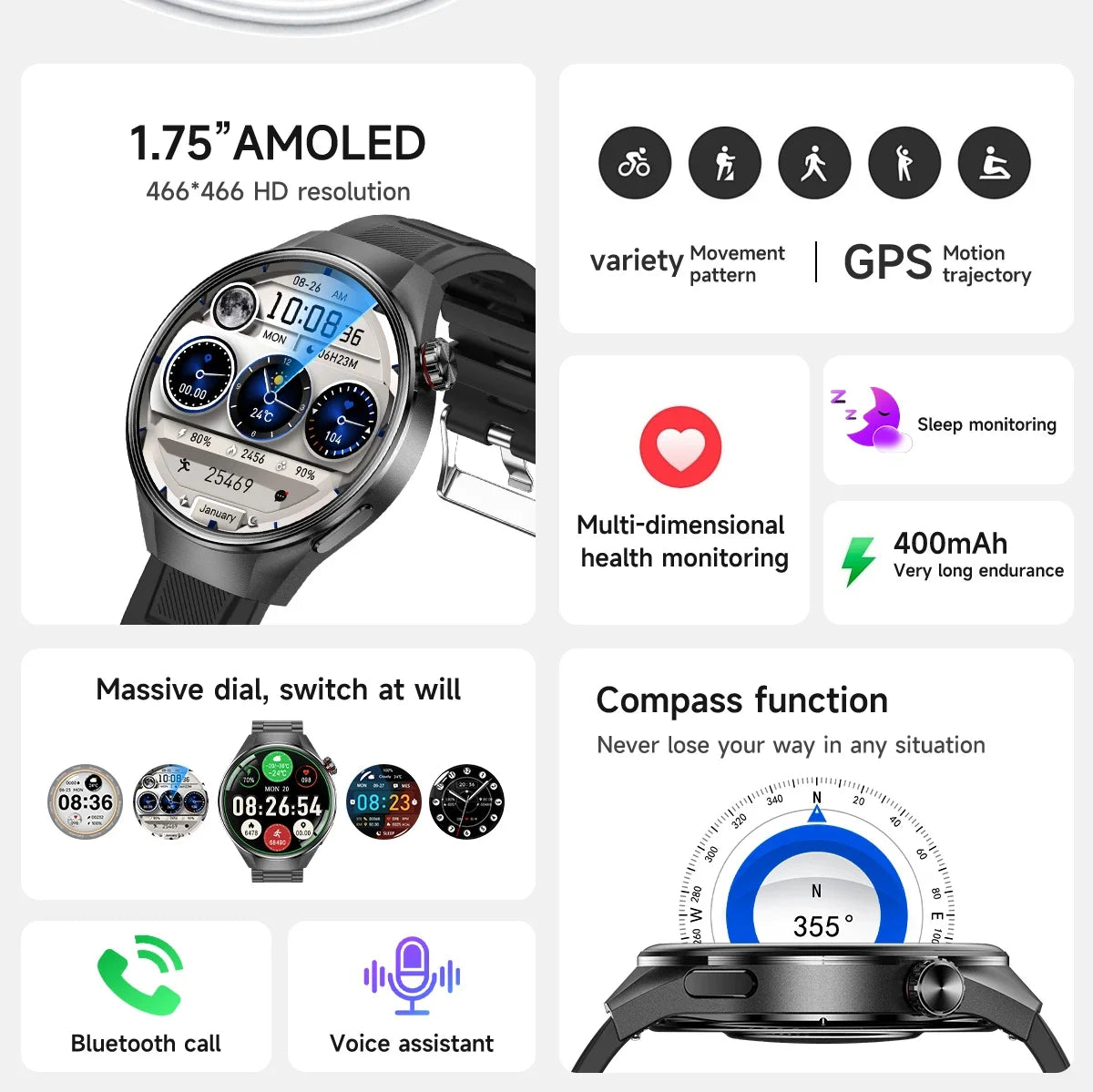 New Upgraded Original Watch G5 PLUS Smart Watch Men GPS Trajectory Compass Bluetooth Call IP68 Waterproof Outdoor Sport Watches