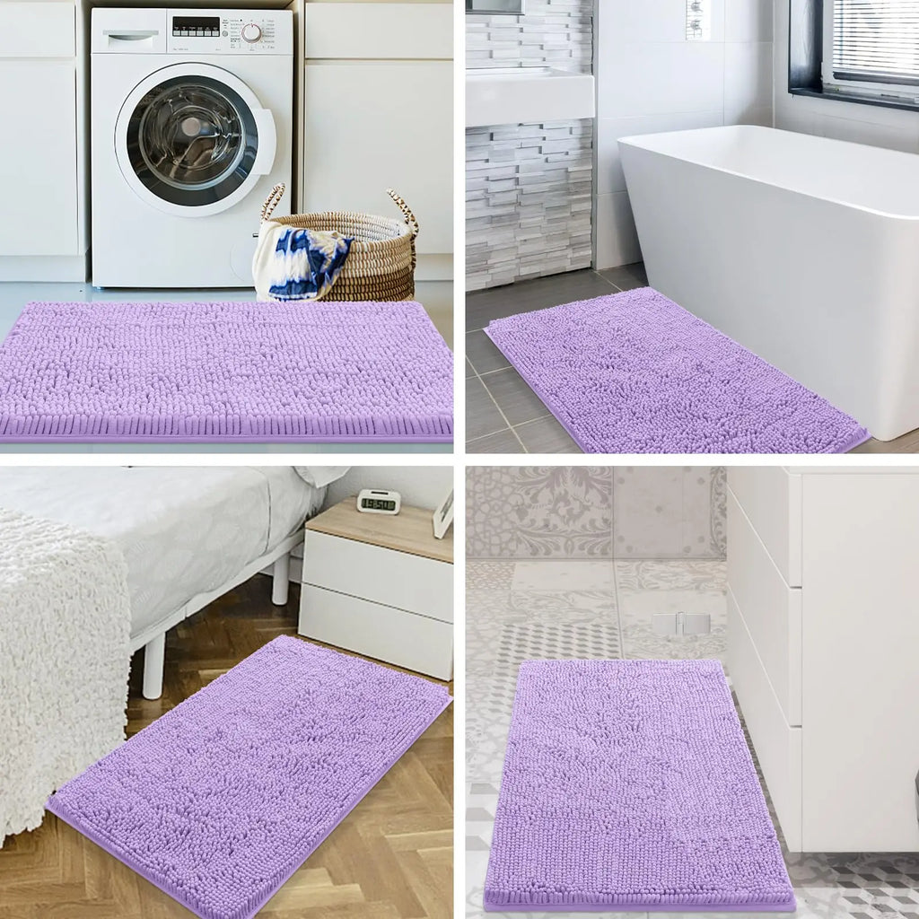 Olanly Chenille Bath Mat Fashion Non-Slips Soft Fluffy Bath Mats For Bathroom Super Absorbent Floor Mats Washable Bathroom Mat