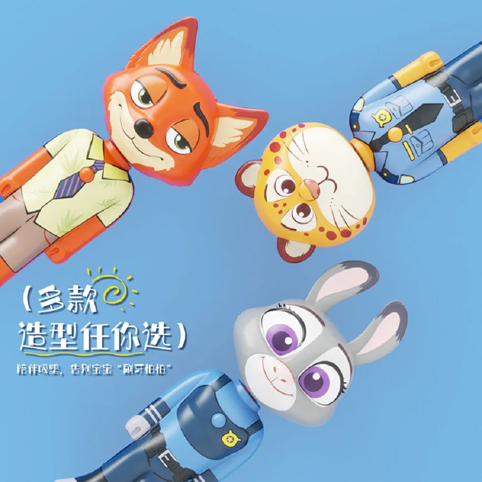 Disney Zootopia Scalable Toothbrush Cute Nick Judy Anime Figures Transformable Soft Bristled Toothbrush Fine Bristled Kids Gifts