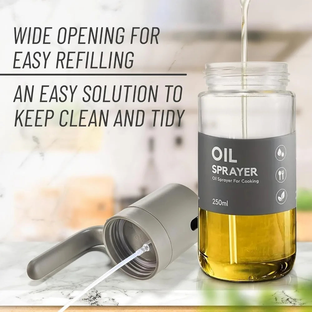 Oil Sprayer Kitchen Tools for Cooking,Borosilicate Glass Oil Sprayer,250ml Oil Spray Bottle for BBQ Kitchen Baking Roasting