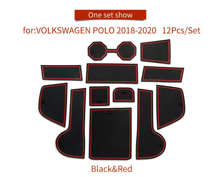 for VW Volkswagen POLO MK6 AW 2018-2023 Anti-slip Gate Slot Mat Car Door Groove Cup Pad Interior Accessories
