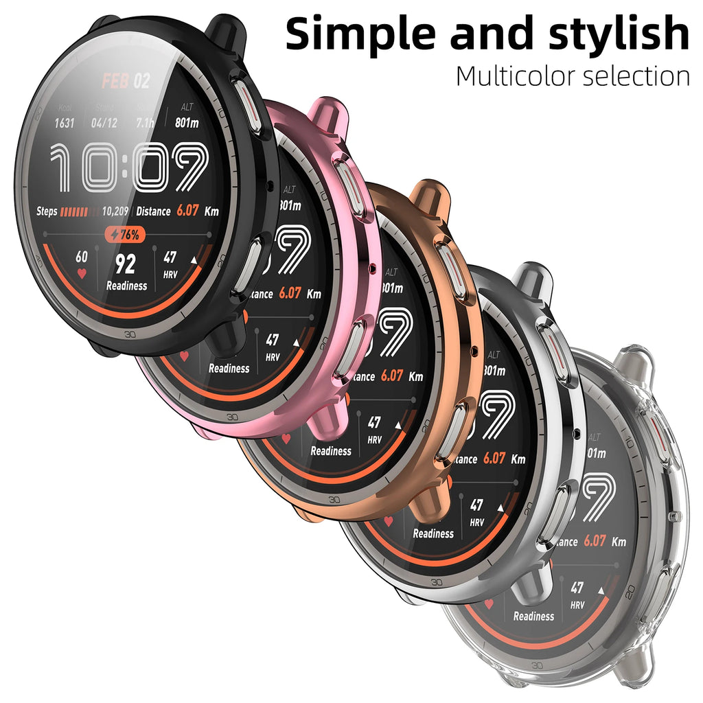 Case for Amazfit Active 2 Screen Protector Case Soft TPU All-Around Protective Bumper Cover Shell for Active2 Accessories